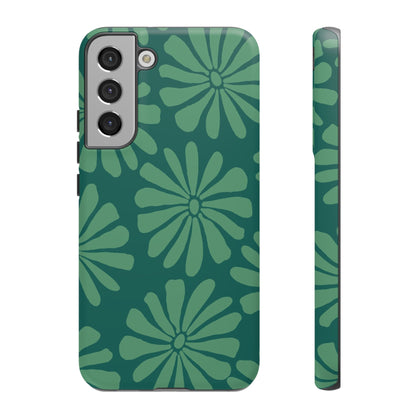 Stylish iPhone Case, Floral Phone Cover, Tough Phone Cases, Green Daisy Design, Unique Gift for Her, Spring Accessories