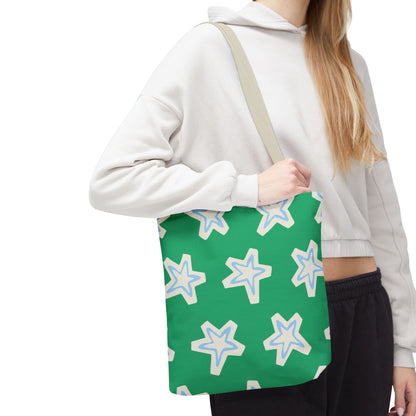 Starry Green AOP Tote Bag | Stylish Grocery Tote, Eco-Friendly Bag, Beach Bag, Weekend Getaway, Custom Design