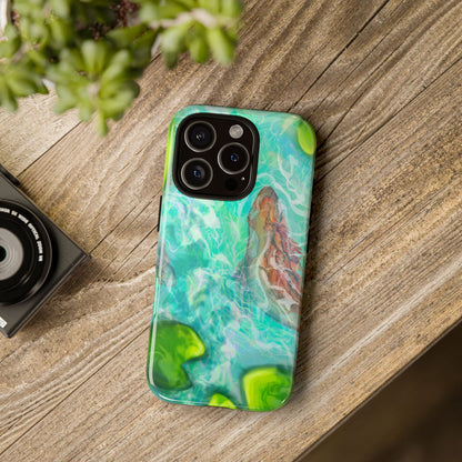 Watercolor Phone Case, Nature Lover Gift, Tough Phone Cover, Phone Accessory, Unique Design for Spring/Summer, Lily Pad, Fish Pond