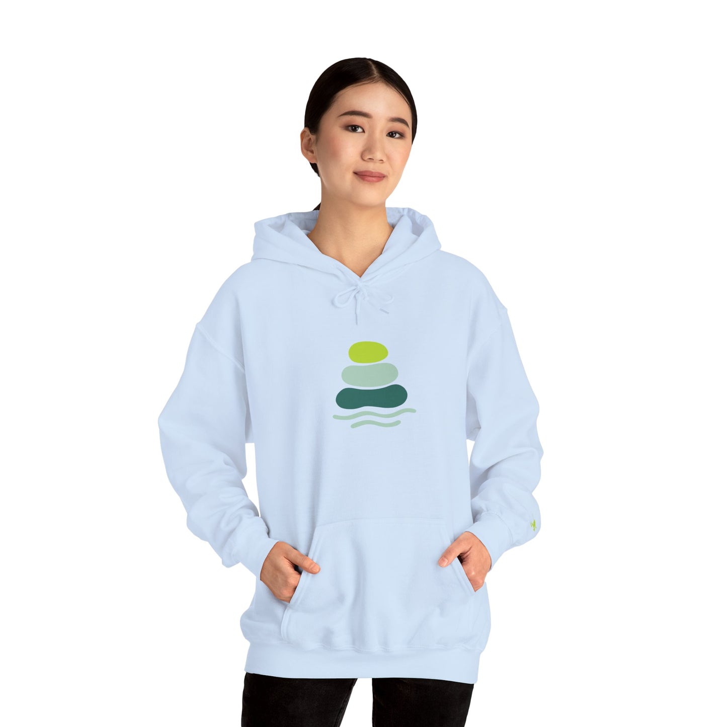 Serene Stacked Stones Hoodie, Unisex Sweatshirt for Mindfulness, Cozy Layer for Relaxation, Gift for Yoga Lovers, Perfect for Meditation