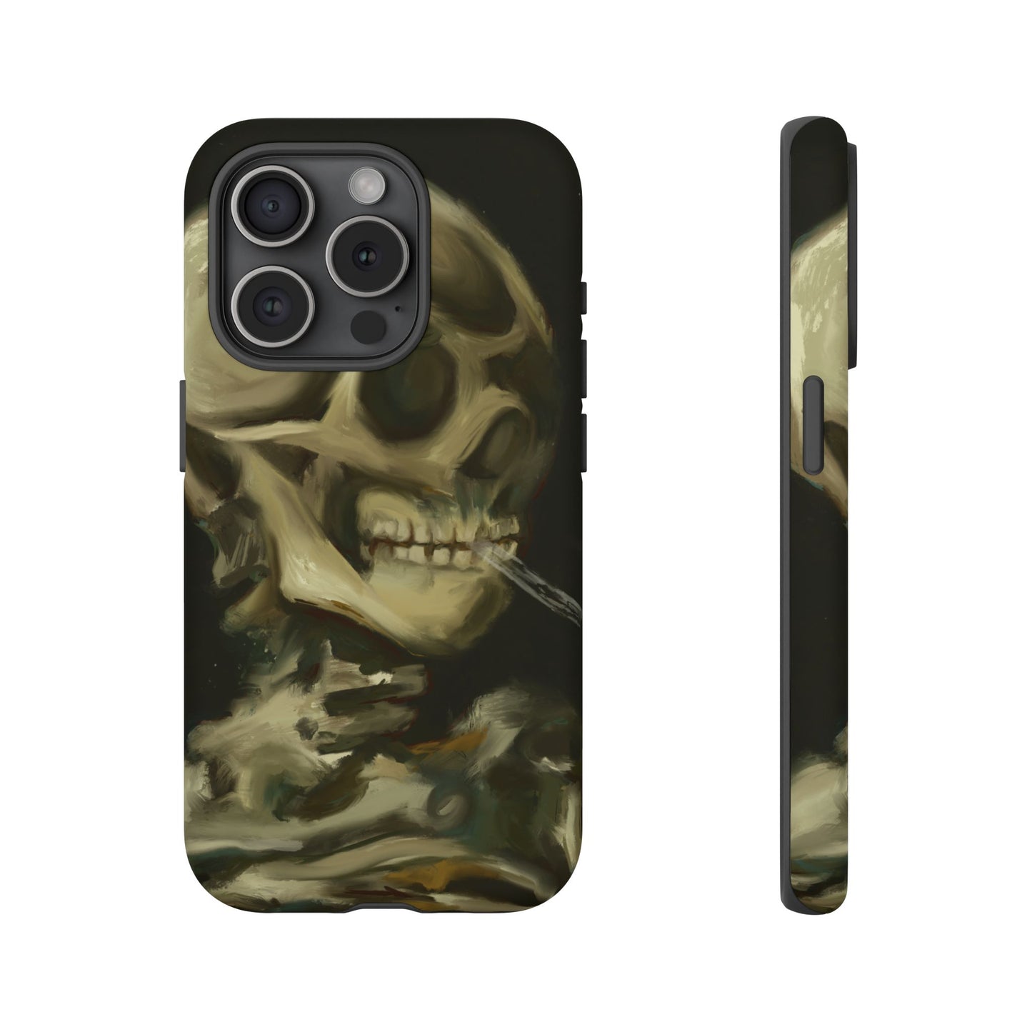 Skull Phone Case - Tough Cases, Macabre Style, Unique Accessories, Perfect for Halloween, Gothic Decor, Edgy Gift Idea | Van Gogh Reimagined, Abstract Twist on  Van Gogh's Skeleton with Burning Cigarette
