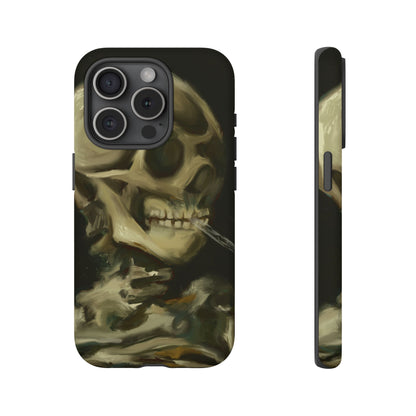 Skull Phone Case - Tough Cases, Macabre Style, Unique Accessories, Perfect for Halloween, Gothic Decor, Edgy Gift Idea | Van Gogh Reimagined, Abstract Twist on  Van Gogh's Skeleton with Burning Cigarette