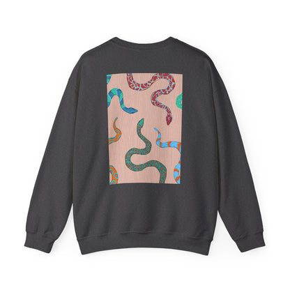 Funky Snake Unisex Crewneck Sweatshirt, Cozy Apparel, Unique Gift, Snake Art, Relaxed Style, Perfect for Casual Outings