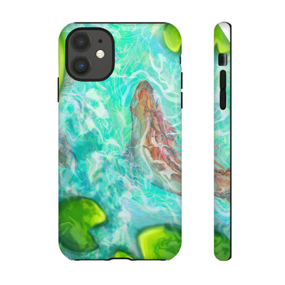 Watercolor Phone Case, Nature Lover Gift, Tough Phone Cover, Phone Accessory, Unique Design for Spring/Summer, Lily Pad, Fish Pond
