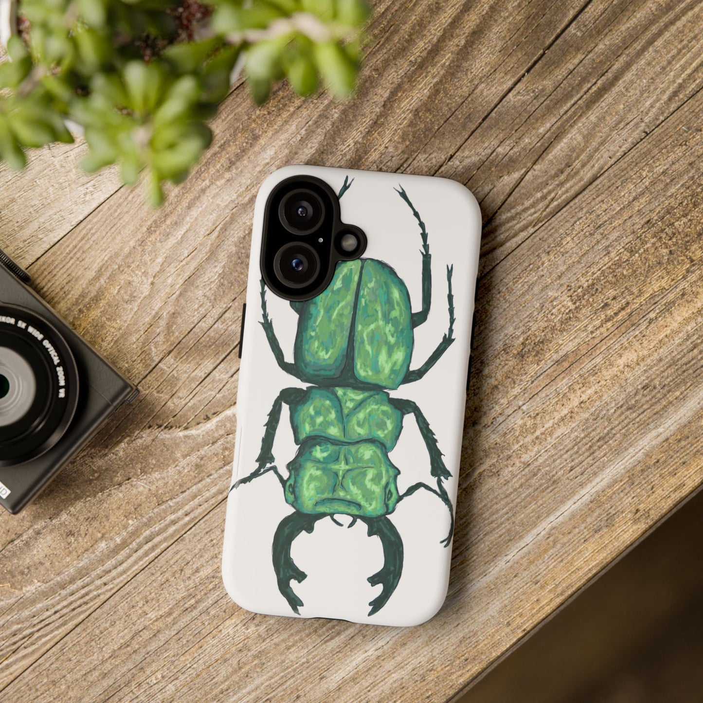 Green Beetle Phone Case - Tough Cases, Insect Lover Gift, Nature Lover Accessory, Unique Phone Cover, Eco-Friendly Design