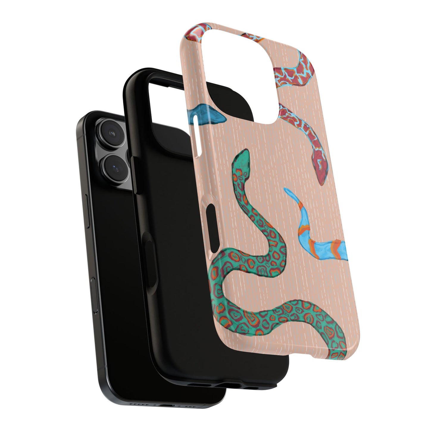 Colorful Snake Phone Case, Tough Phone Case, Unique Phone Cover, Animal Print Case, Gifts for Her, Trendy Accessories