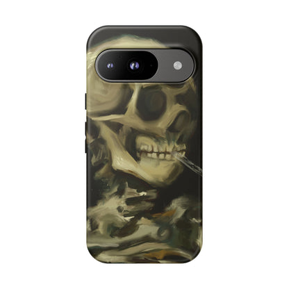 Skull Phone Case - Tough Cases, Macabre Style, Unique Accessories, Perfect for Halloween, Gothic Decor, Edgy Gift Idea | Van Gogh Reimagined, Abstract Twist on  Van Gogh's Skeleton with Burning Cigarette
