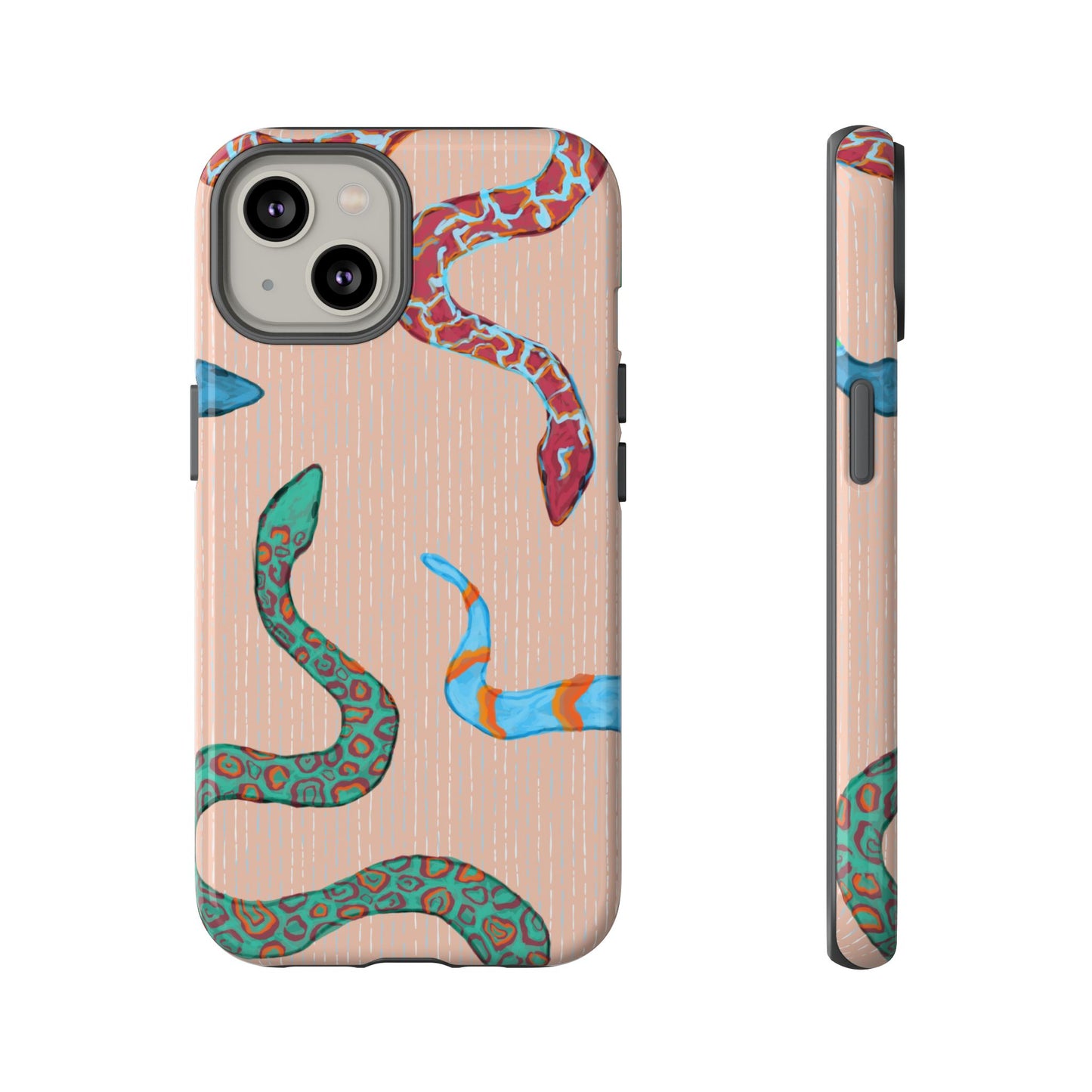 Colorful Snake Phone Case, Tough Phone Case, Unique Phone Cover, Animal Print Case, Gifts for Her, Trendy Accessories