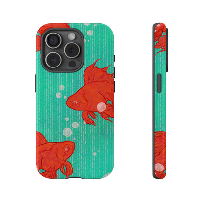 Vibrant Goldfish Phone Case, Colorful iPhone Cover, Ocean Vibe Accessory, Unique Gift for Fish Lovers, Cute Phone Cases
