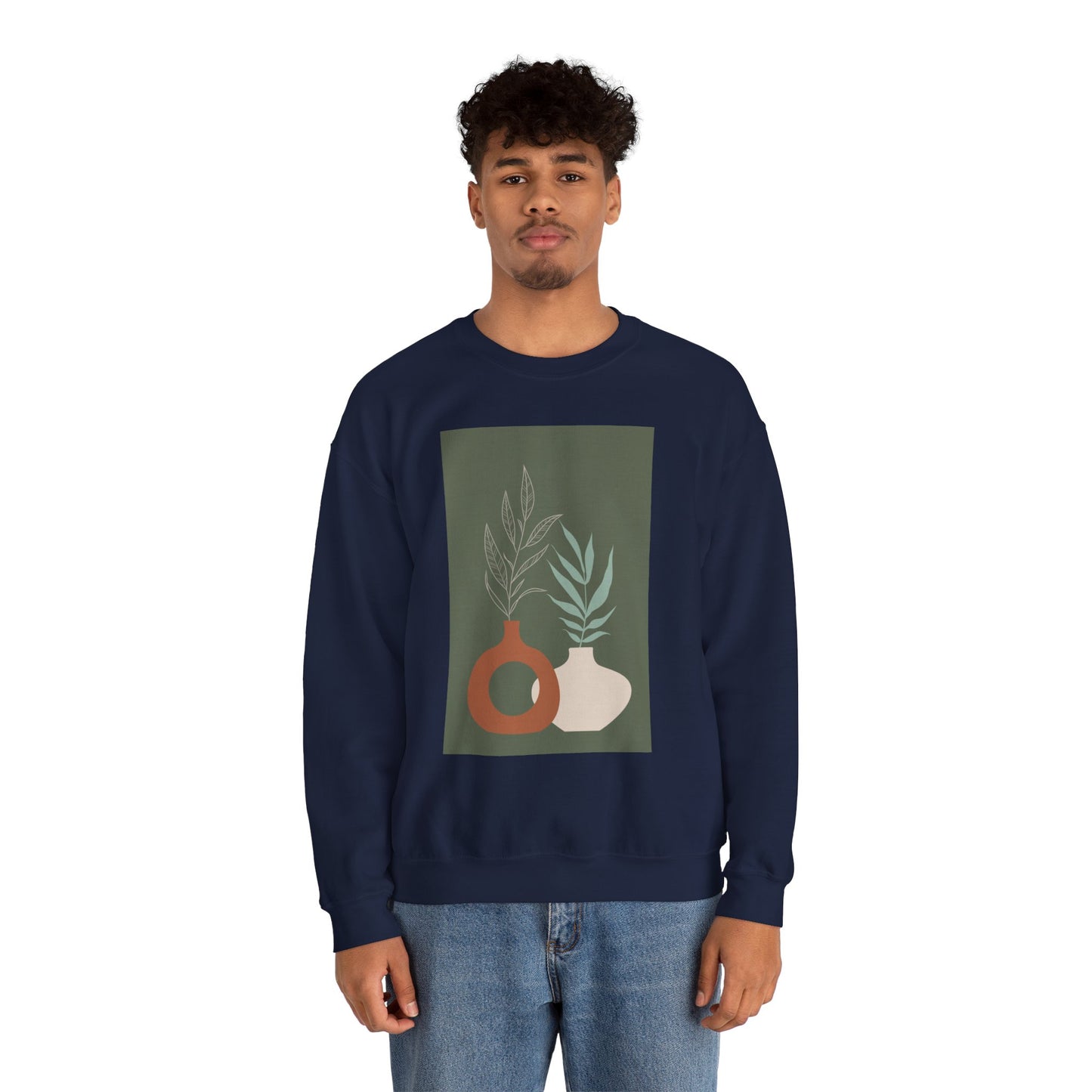 Botanical Minimalist Crewneck Sweatshirt, Cozy Unisex Pullover, Nature-Inspired Gift, Fall Fashion, Comfortable Layering Piece