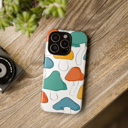 Mushroom Phone Case with Colorful Design, Tough Cases, Floral Tech Accessories, Gift for Nature Lovers, Trending Phone Cover