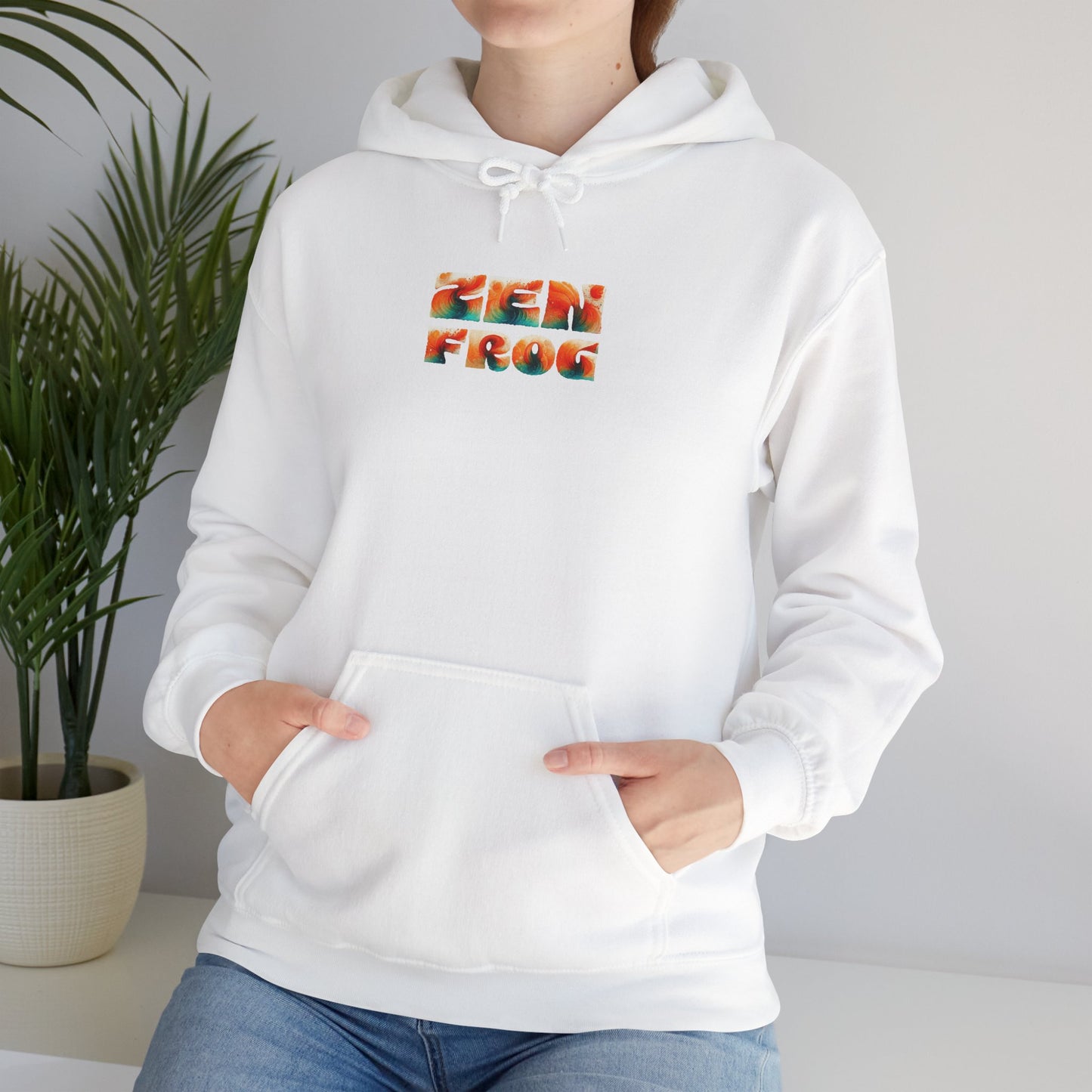 Zen Frog Hooded Sweatshirt - Cozy Unisex Hoodie, Casual Wear, Spring Fashion, Unique Gifts, Streetwear Style, Simple Moon Design, Gift for Him, Gift for Her