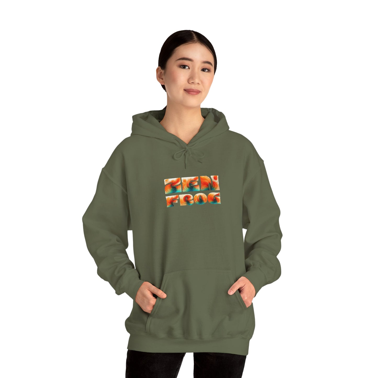 Vibrant Unisex Hoodie with Zen Frog and Snake Design, Cool Gift for Nature Lovers, Casual Wear for All Occasions, Gift for Her, Cool Hoodies