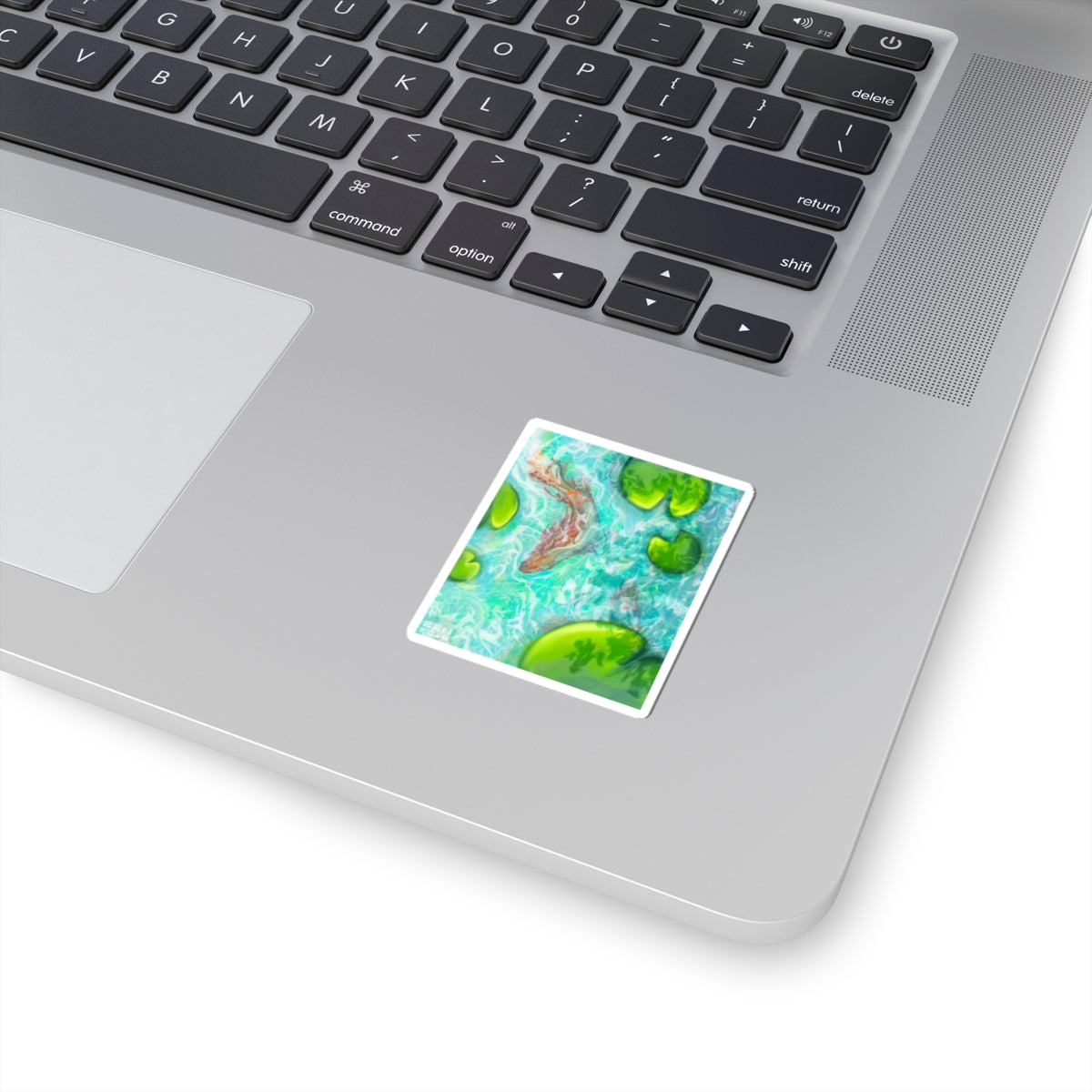 Tranquil Koi Pond Kiss-Cut Stickers | Water Lily Aesthetic Decor, Vibrant Laptop Art, Nature Lovers Gifts, Home Office Style