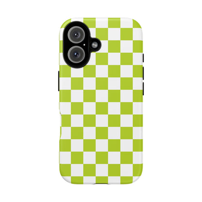 Lively Checker Pattern Phone Case | Tough Cases, Green Checkered Design, Unique Cell Phone Cover, Trendy Accessory, Gift Idea