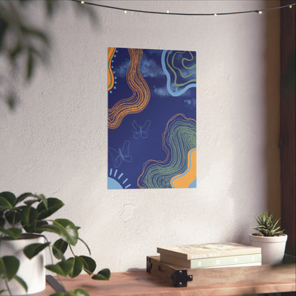 Artistic Butterfly Wall Poster, Abstract Home Decor, Bohemian Wall Art, Unique Gift, Colorful Room Accent, Modern Aesthetic Print