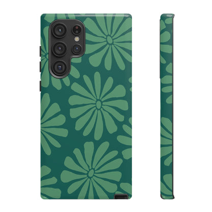 Stylish iPhone Case, Floral Phone Cover, Tough Phone Cases, Green Daisy Design, Unique Gift for Her, Spring Accessories