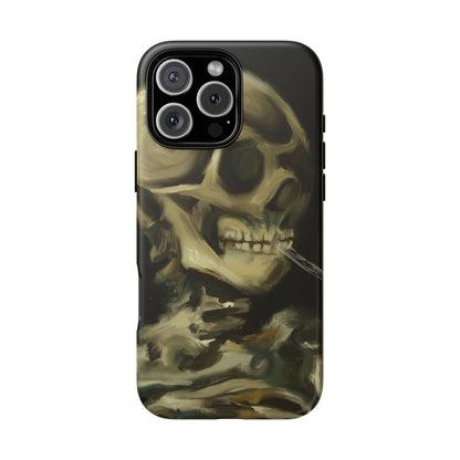 Skull Phone Case - Tough Cases, Macabre Style, Unique Accessories, Perfect for Halloween, Gothic Decor, Edgy Gift Idea | Van Gogh Reimagined, Abstract Twist on  Van Gogh's Skeleton with Burning Cigarette