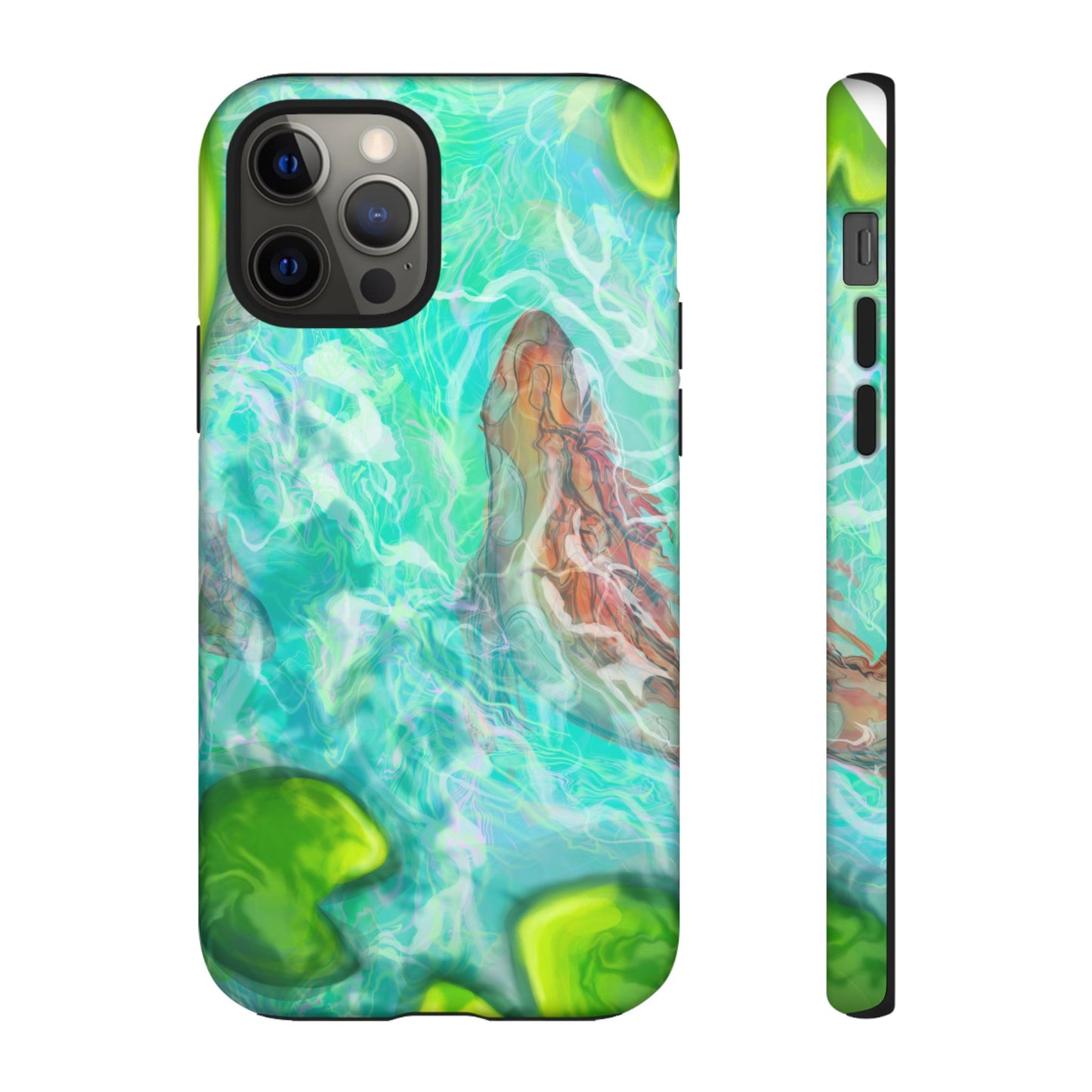 Watercolor Phone Case, Nature Lover Gift, Tough Phone Cover, Phone Accessory, Unique Design for Spring/Summer, Lily Pad, Fish Pond