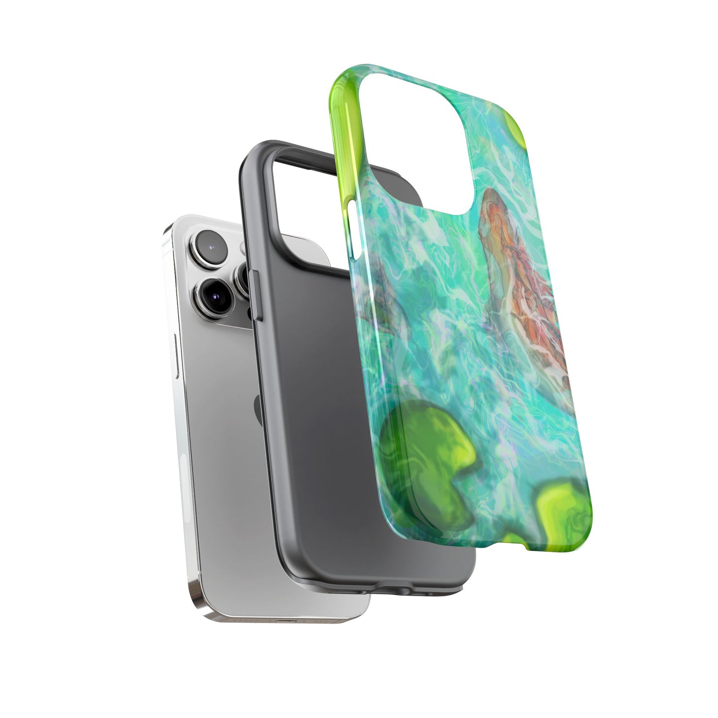 Watercolor Phone Case, Nature Lover Gift, Tough Phone Cover, Phone Accessory, Unique Design for Spring/Summer, Lily Pad, Fish Pond