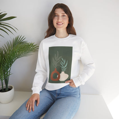 Botanical Minimalist Crewneck Sweatshirt, Cozy Unisex Pullover, Nature-Inspired Gift, Fall Fashion, Comfortable Layering Piece