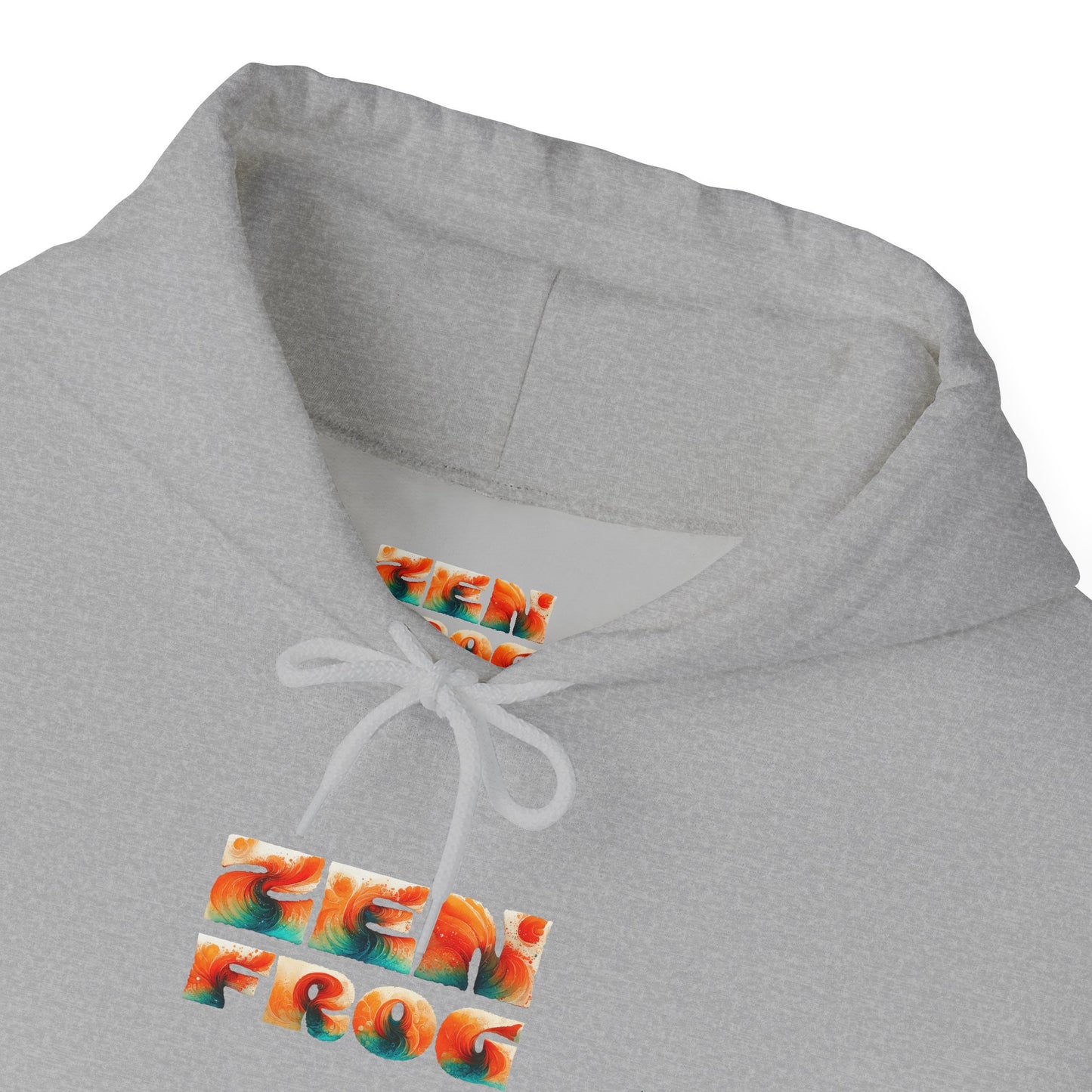 Zen Frog Hooded Sweatshirt - Cozy Unisex Hoodie, Casual Wear, Spring Fashion, Unique Gifts, Streetwear Style, Simple Moon Design, Gift for Him, Gift for Her