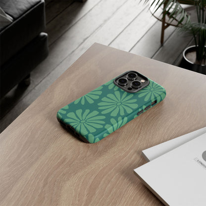 Stylish iPhone Case, Floral Phone Cover, Tough Phone Cases, Green Daisy Design, Unique Gift for Her, Spring Accessories