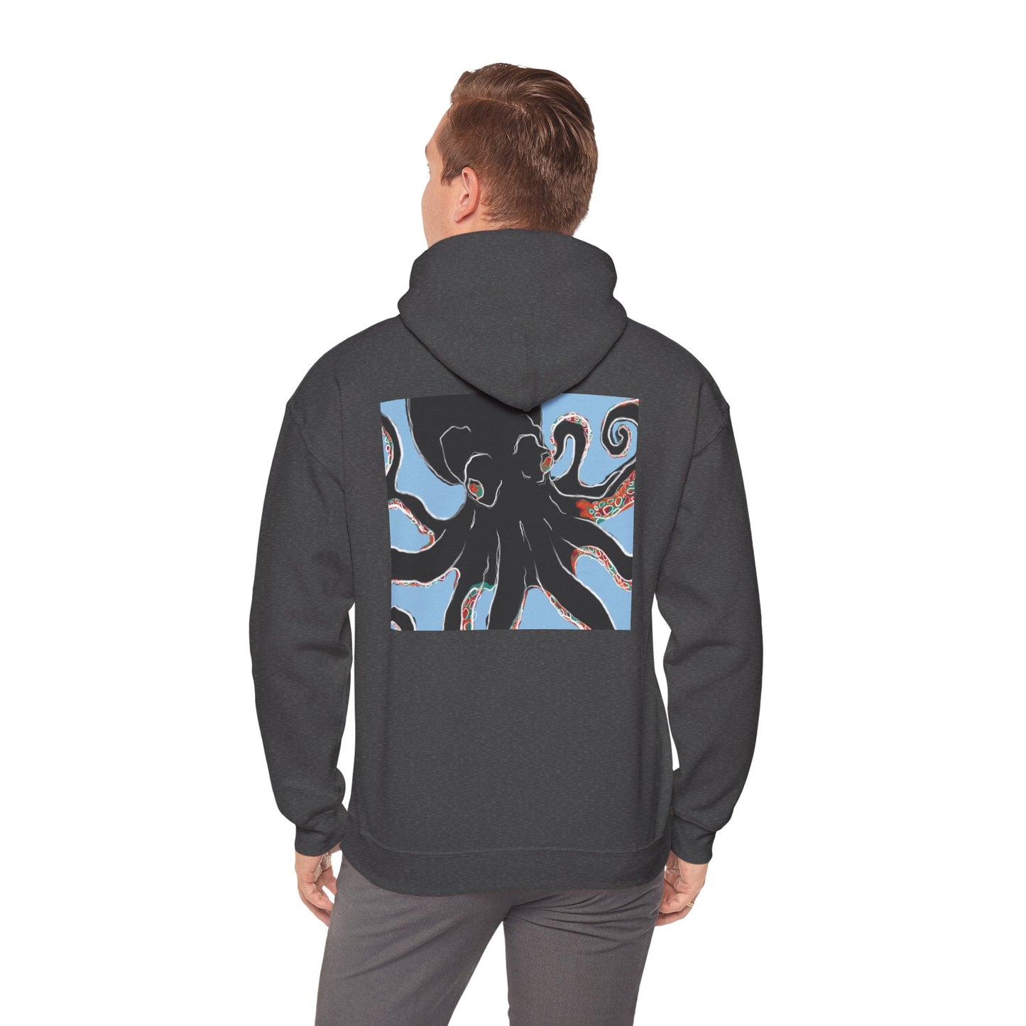 Zen Frog Octopus Unisex Heavy Blend Hooded Sweatshirt, Cozy Graphic Hoodie, Gift for Ocean Lovers, Unique Casual Wear, Relaxed Style
