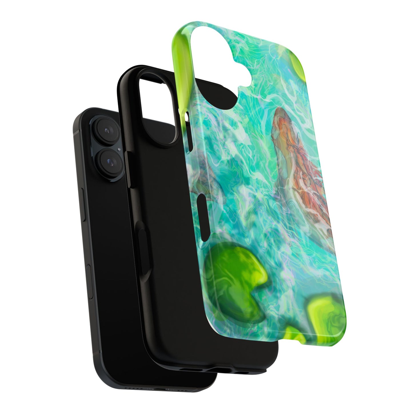 Watercolor Phone Case, Nature Lover Gift, Tough Phone Cover, Phone Accessory, Unique Design for Spring/Summer, Lily Pad, Fish Pond