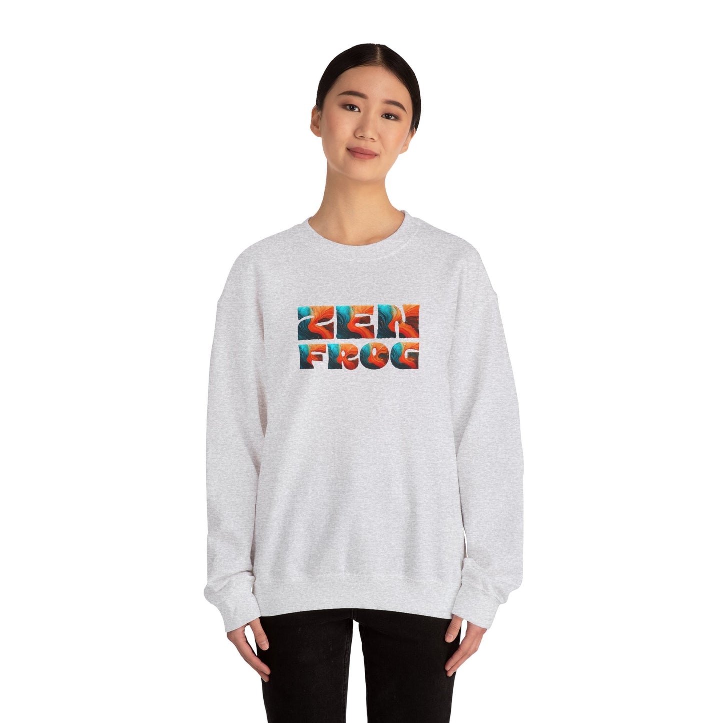 Zen Frog Crewneck Sweatshirt, Cozy Unisex Sweatshirt, Relaxed Fit Fashion, Perfect Gift for Friends, Everyday Style, Casual Wear, Simple Moon Design, Gift for Him, Gift for Her