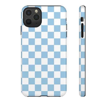 Blue Checkered Phone Case, Tough Phone Cover, Stylish Mobile Protector, Unique Gift for Him/Her, Trendy Accessories for Holidays