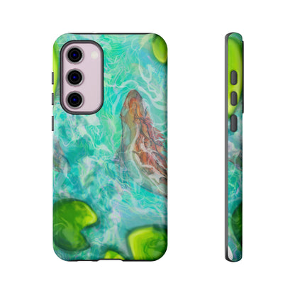 Watercolor Phone Case, Nature Lover Gift, Tough Phone Cover, Phone Accessory, Unique Design for Spring/Summer, Lily Pad, Fish Pond