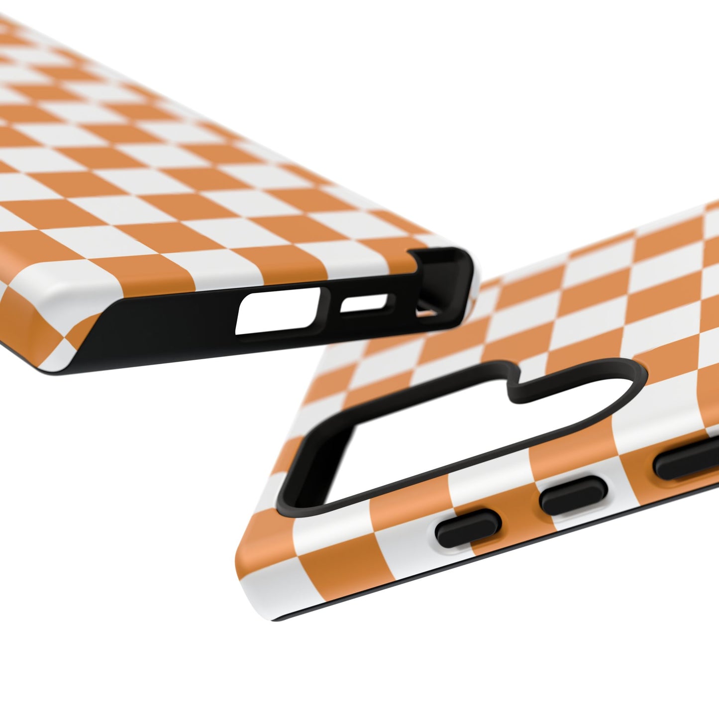 Orange Checkerboard Phone Case, Stylish Tough Cases for Protection, Gift for Friends, Trendy Cell Phone Accessories, Statement Tech Gear