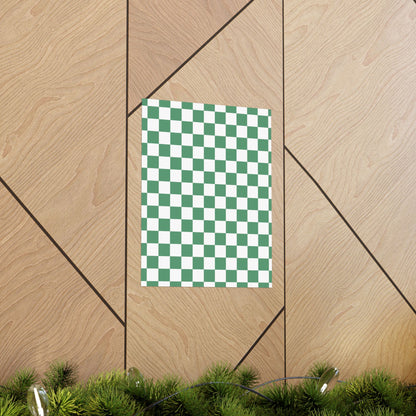 Green Checkerboard Matte Vertical Posters | Home Decor, Wall Art, Living Room Accent, Patterned Prints, Gift for Art Lovers