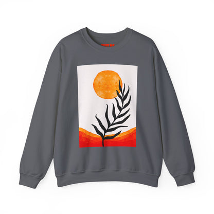 Bohemian Sun & Leaf Crewneck Sweatshirt, Cozy Unisex Sweatshirt, Nature-Inspired Apparel, Fall Fashion, Gift for Nature Lovers