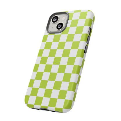 Lively Checker Pattern Phone Case | Tough Cases, Green Checkered Design, Unique Cell Phone Cover, Trendy Accessory, Gift Idea