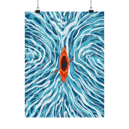 Vibrant Kayaking Poster Print, Adventure Wall Art, Calm Waters Decor, Gift for Outdoor Lovers, Home Office Accent