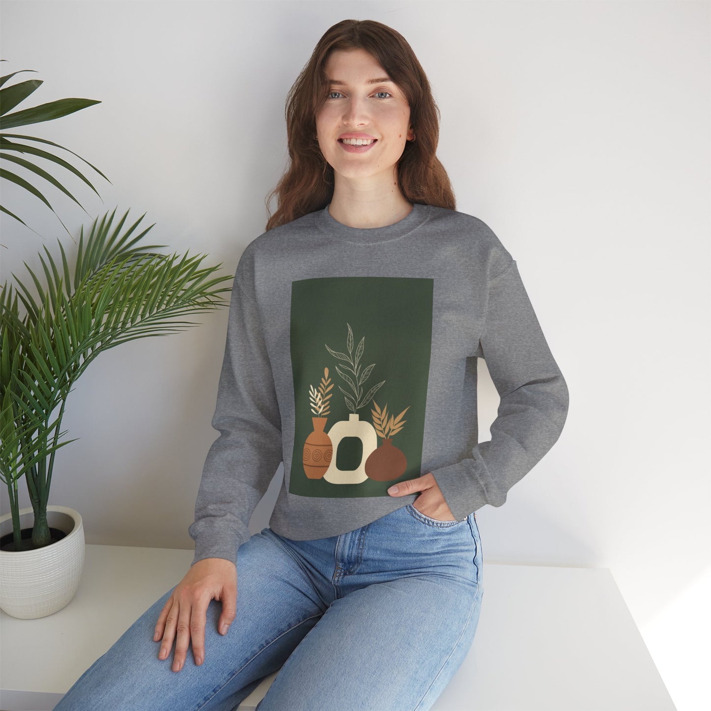 Fall-Inspired Botanical Crewneck Sweatshirt, Cozy Sweatshirt for Women, Warm Unisex Sweater, Autumn Gift,  Plant Lover Apparel