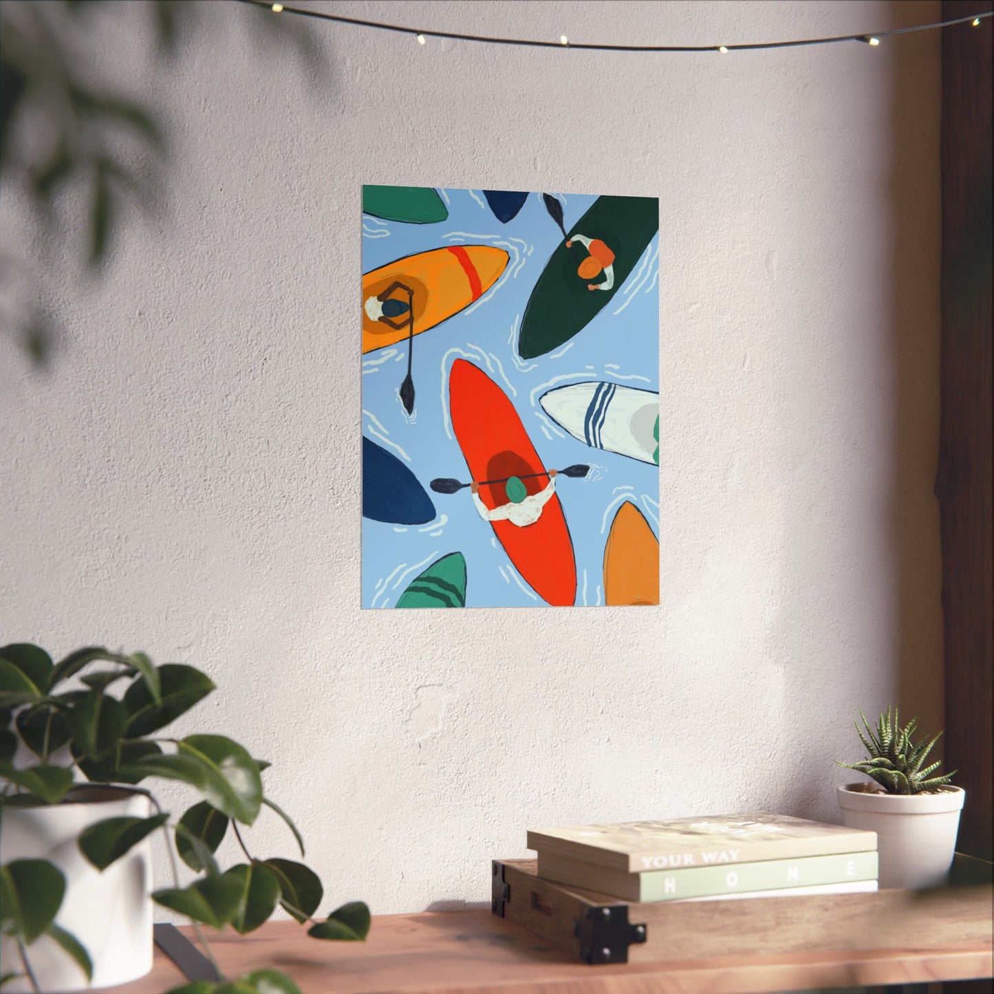 Kayaking Adventure Poster, Water Sports Wall Art, Nautical Home Decor, Gift for Him/Her, Summer Vibes