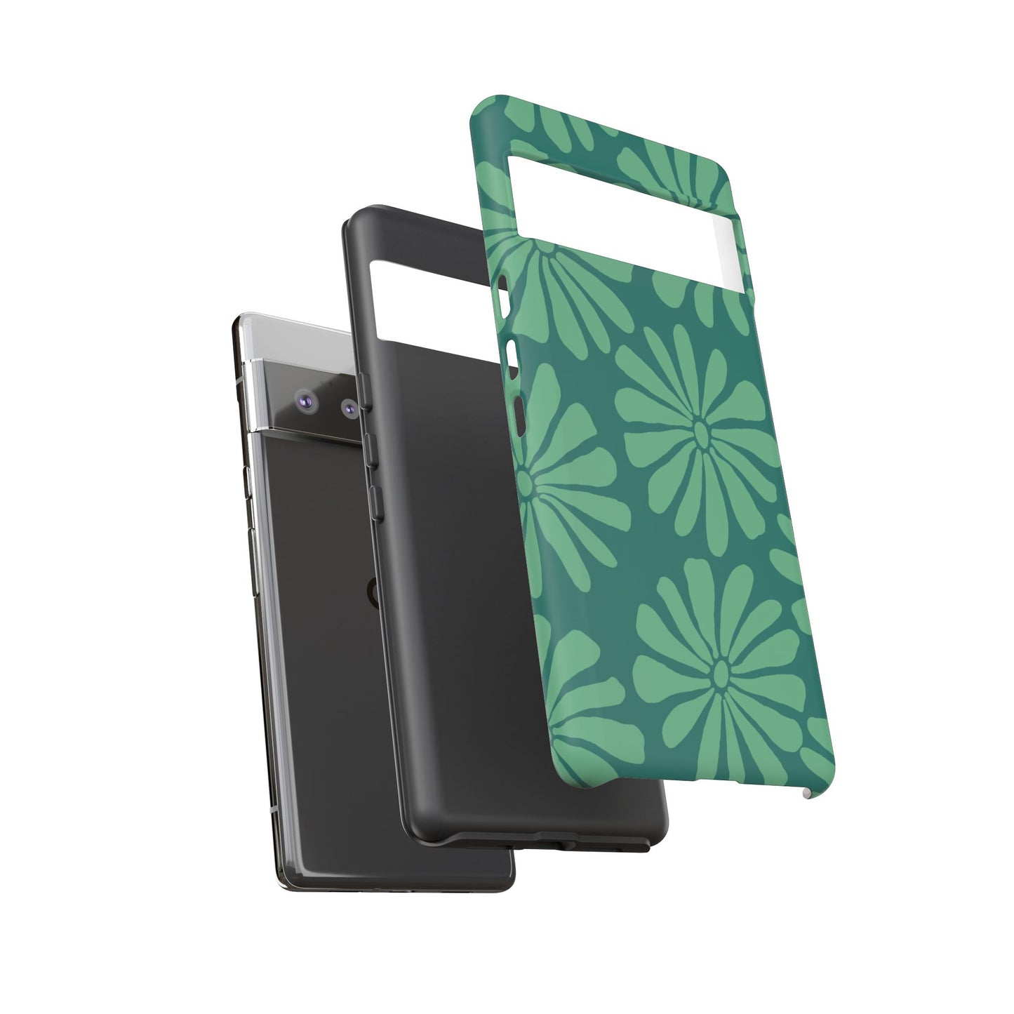 Stylish iPhone Case, Floral Phone Cover, Tough Phone Cases, Green Daisy Design, Unique Gift for Her, Spring Accessories