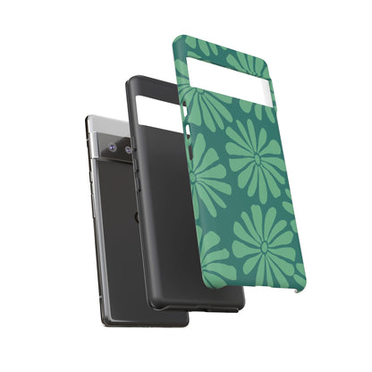 Stylish iPhone Case, Floral Phone Cover, Tough Phone Cases, Green Daisy Design, Unique Gift for Her, Spring Accessories