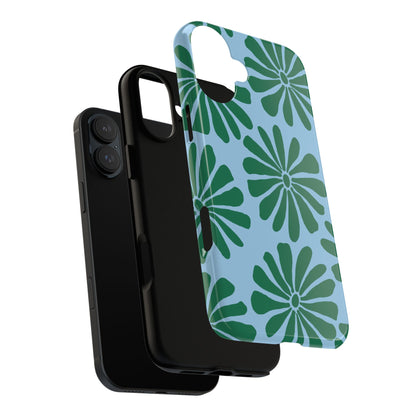 Stylish iPhone Case, Floral Phone Cover, Tough Phone Cases, Green Daisy Design, Unique Gift for Her, Spring Accessories
