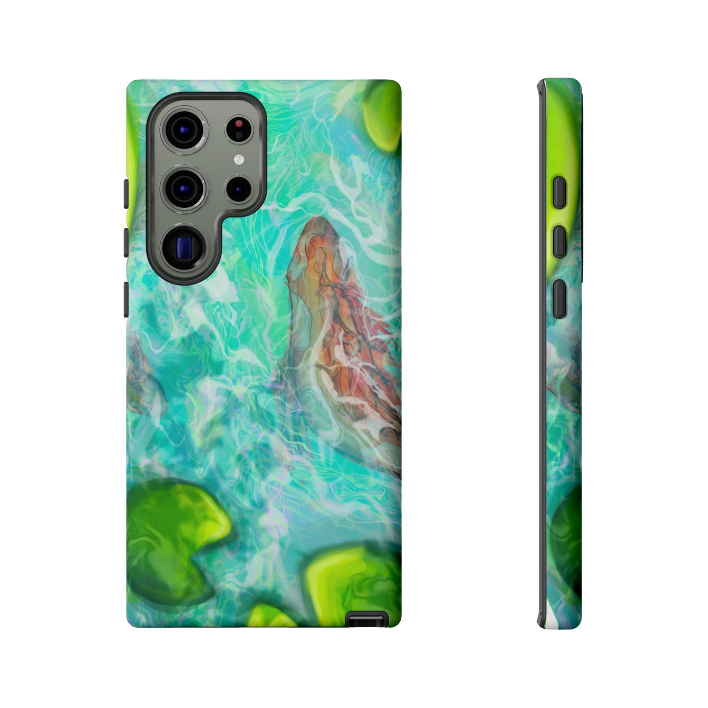 Watercolor Phone Case, Nature Lover Gift, Tough Phone Cover, Phone Accessory, Unique Design for Spring/Summer, Lily Pad, Fish Pond