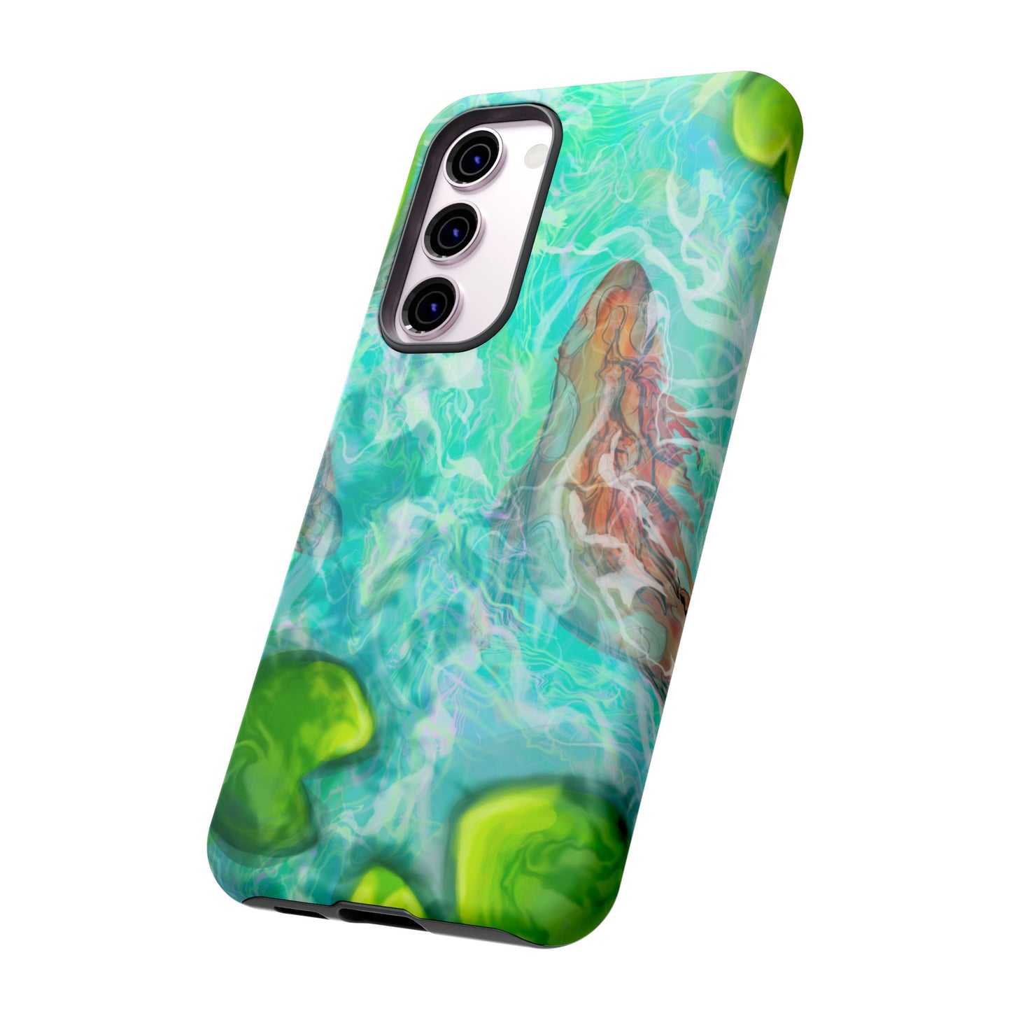 Watercolor Phone Case, Nature Lover Gift, Tough Phone Cover, Phone Accessory, Unique Design for Spring/Summer, Lily Pad, Fish Pond