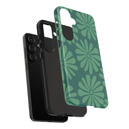 Stylish iPhone Case, Floral Phone Cover, Tough Phone Cases, Green Daisy Design, Unique Gift for Her, Spring Accessories