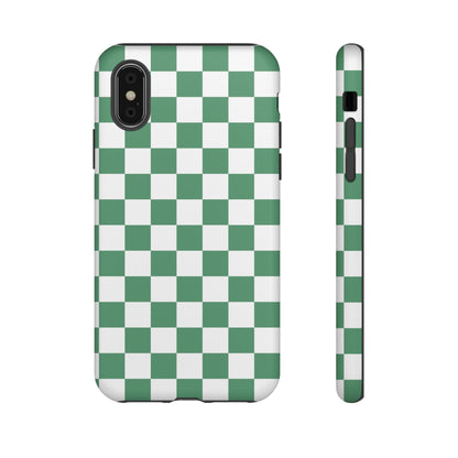 Stylish Phone Case - Green Checker Print, Trendy Phone Cover, Unique Gift, Modern Accessories, Eco-Friendly Case