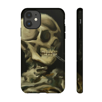 Skull Phone Case - Tough Cases, Macabre Style, Unique Accessories, Perfect for Halloween, Gothic Decor, Edgy Gift Idea | Van Gogh Reimagined, Abstract Twist on  Van Gogh's Skeleton with Burning Cigarette