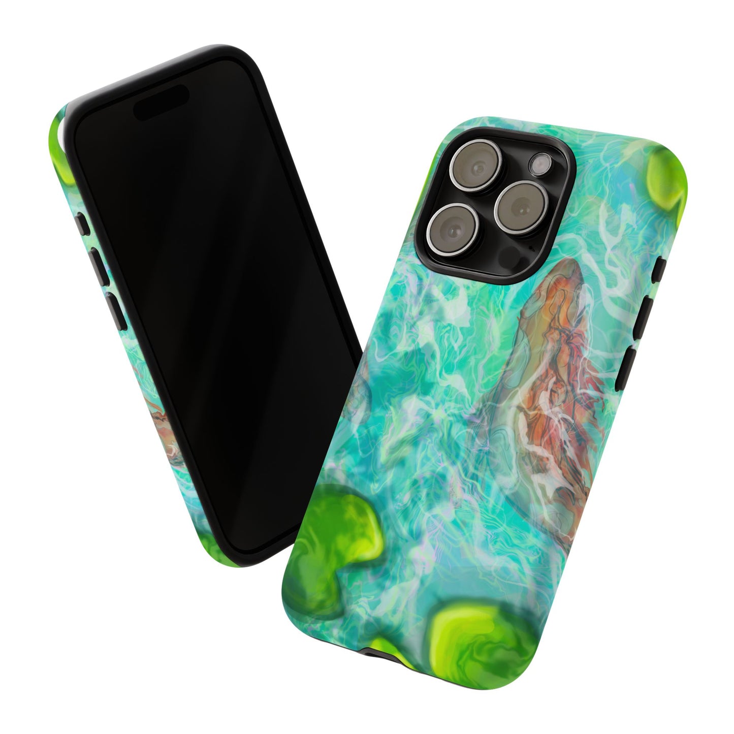 Watercolor Phone Case, Nature Lover Gift, Tough Phone Cover, Phone Accessory, Unique Design for Spring/Summer, Lily Pad, Fish Pond