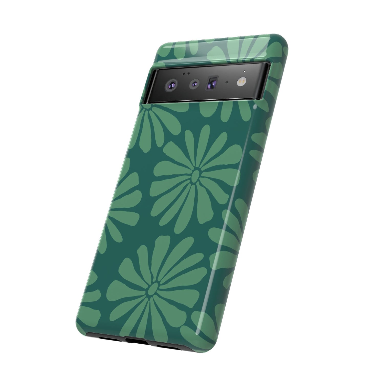 Stylish iPhone Case, Floral Phone Cover, Tough Phone Cases, Green Daisy Design, Unique Gift for Her, Spring Accessories