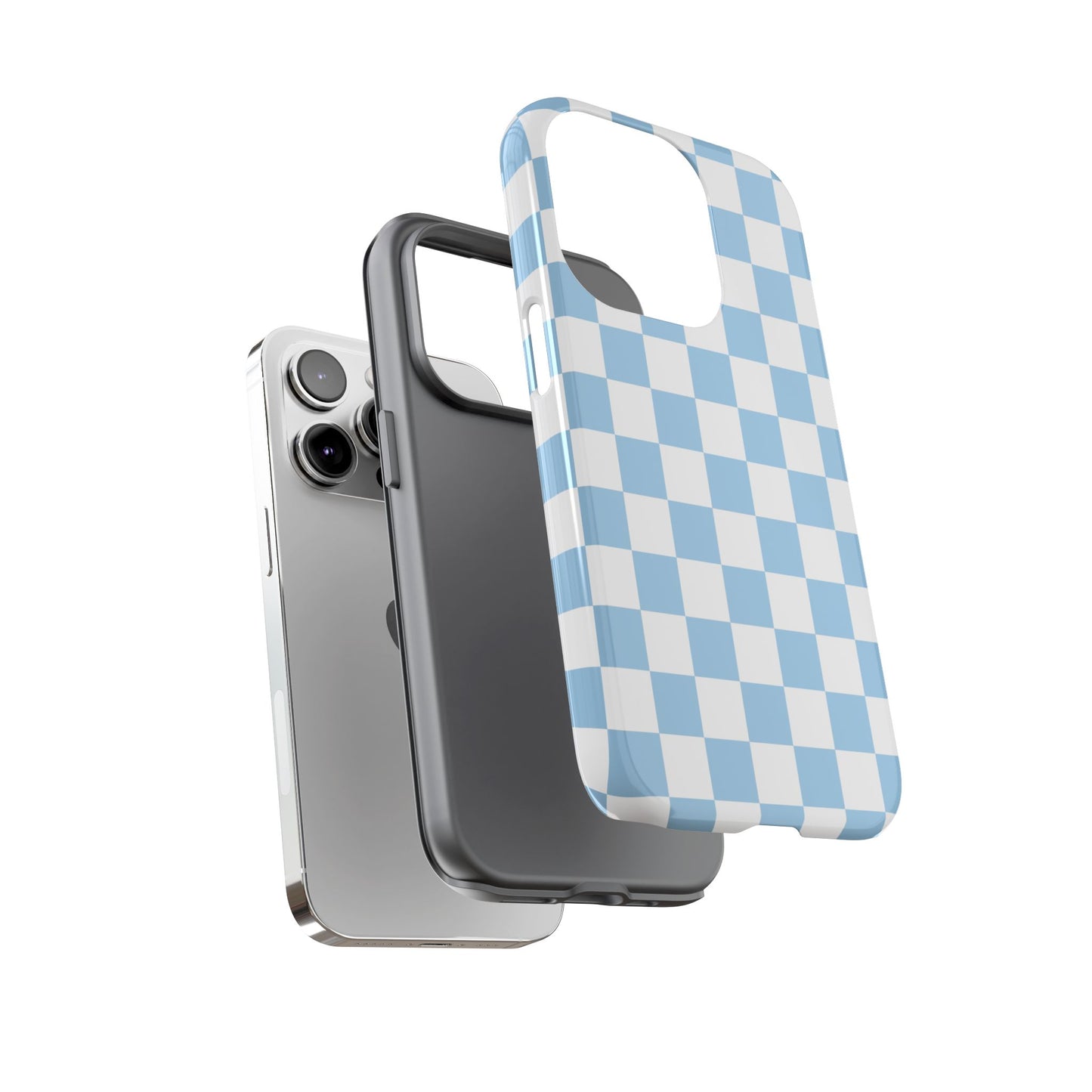 Blue Checkered Phone Case, Tough Phone Cover, Stylish Mobile Protector, Unique Gift for Him/Her, Trendy Accessories for Holidays